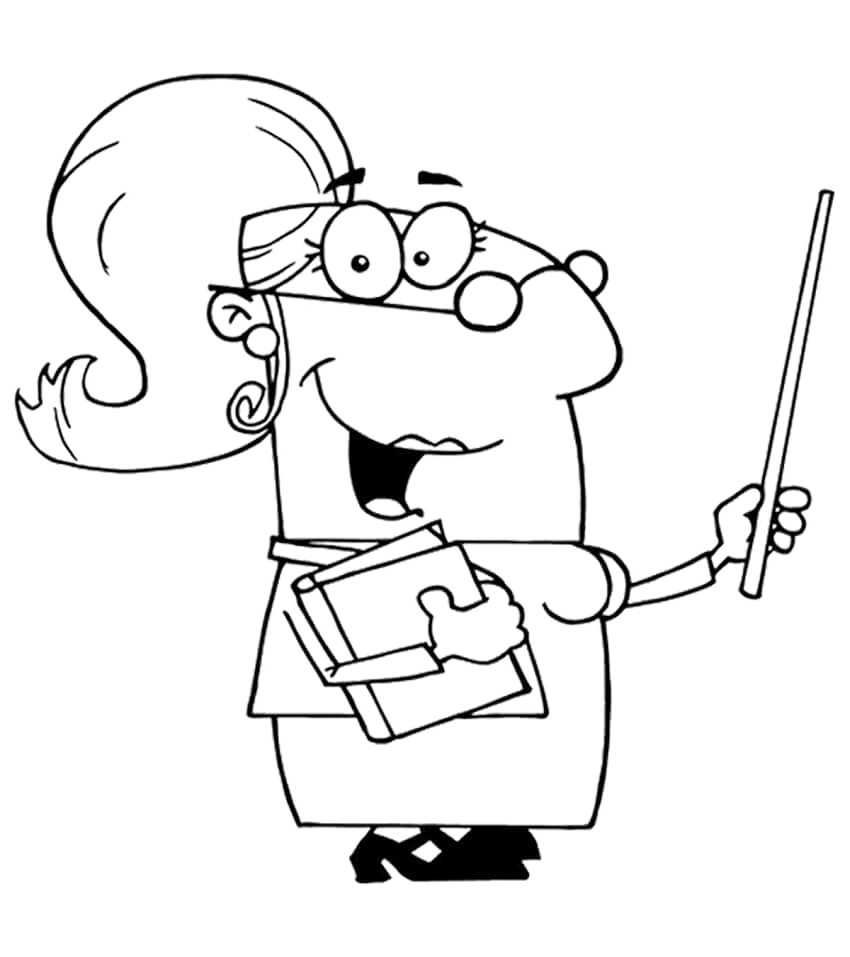 Teacher With Pointer Coloring Page