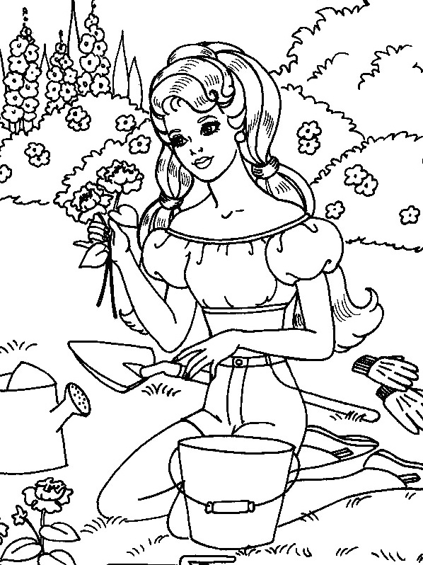 Barbie In The Garden Coloring Page