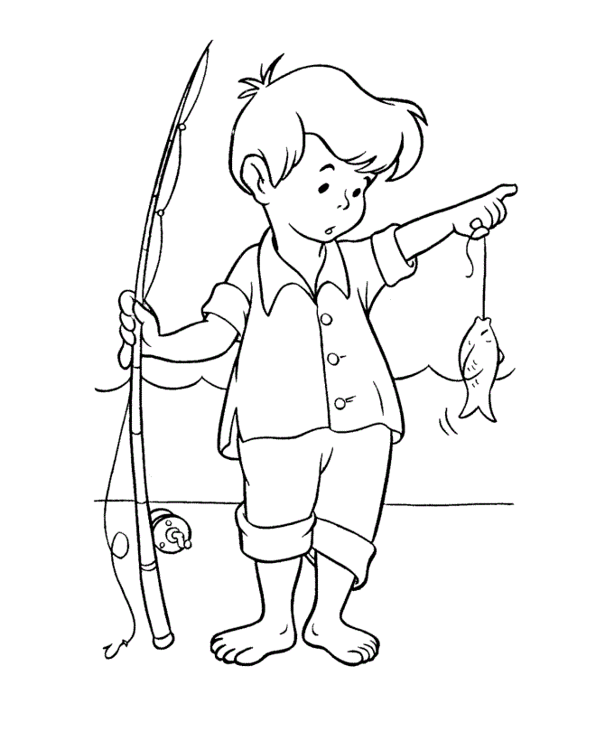 Animal Free Coloring Pages Fishing 