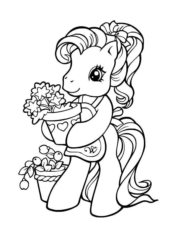Mlp With Potted Flowers Coloring Page