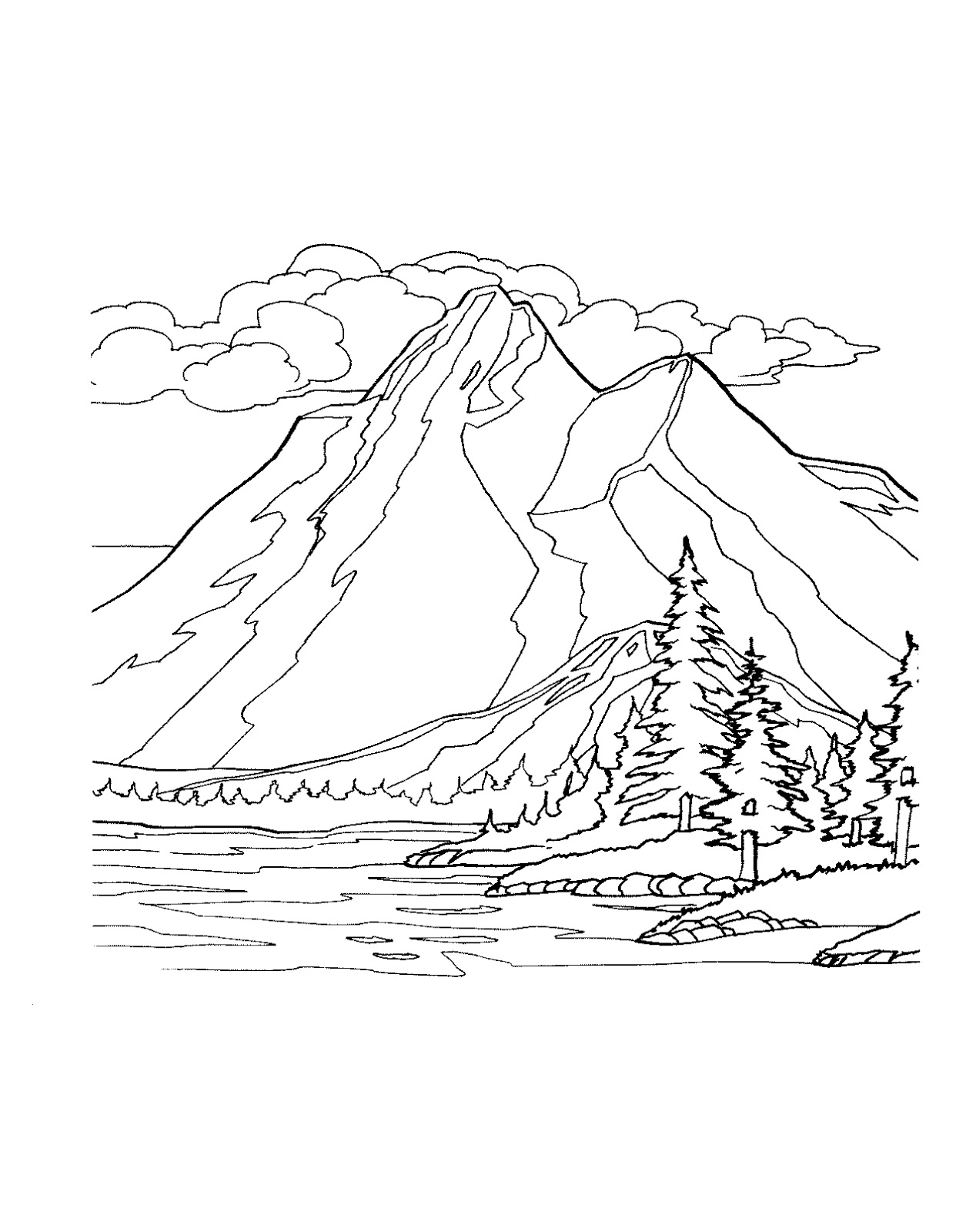 mountain coloring page