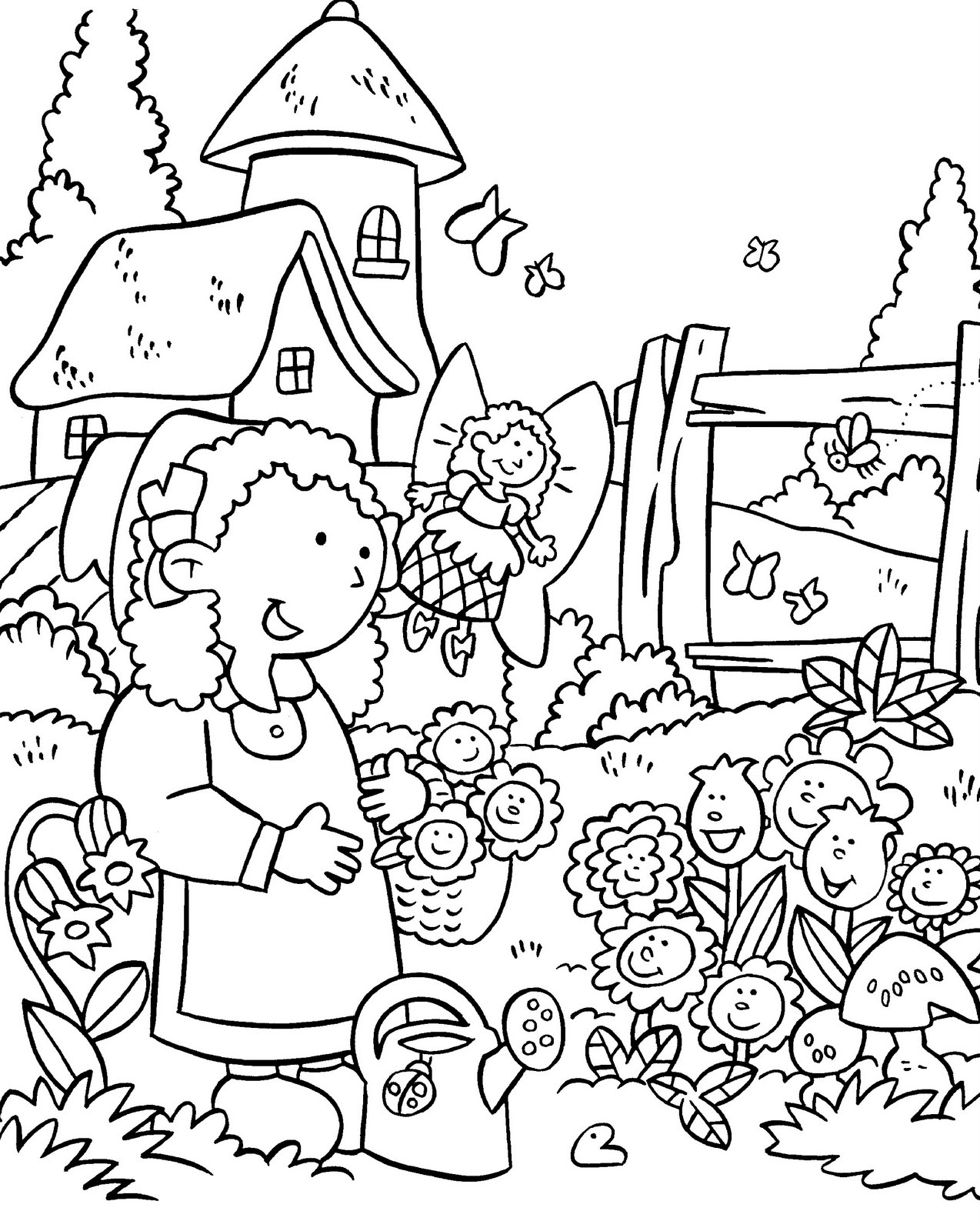 gardening colouring pages