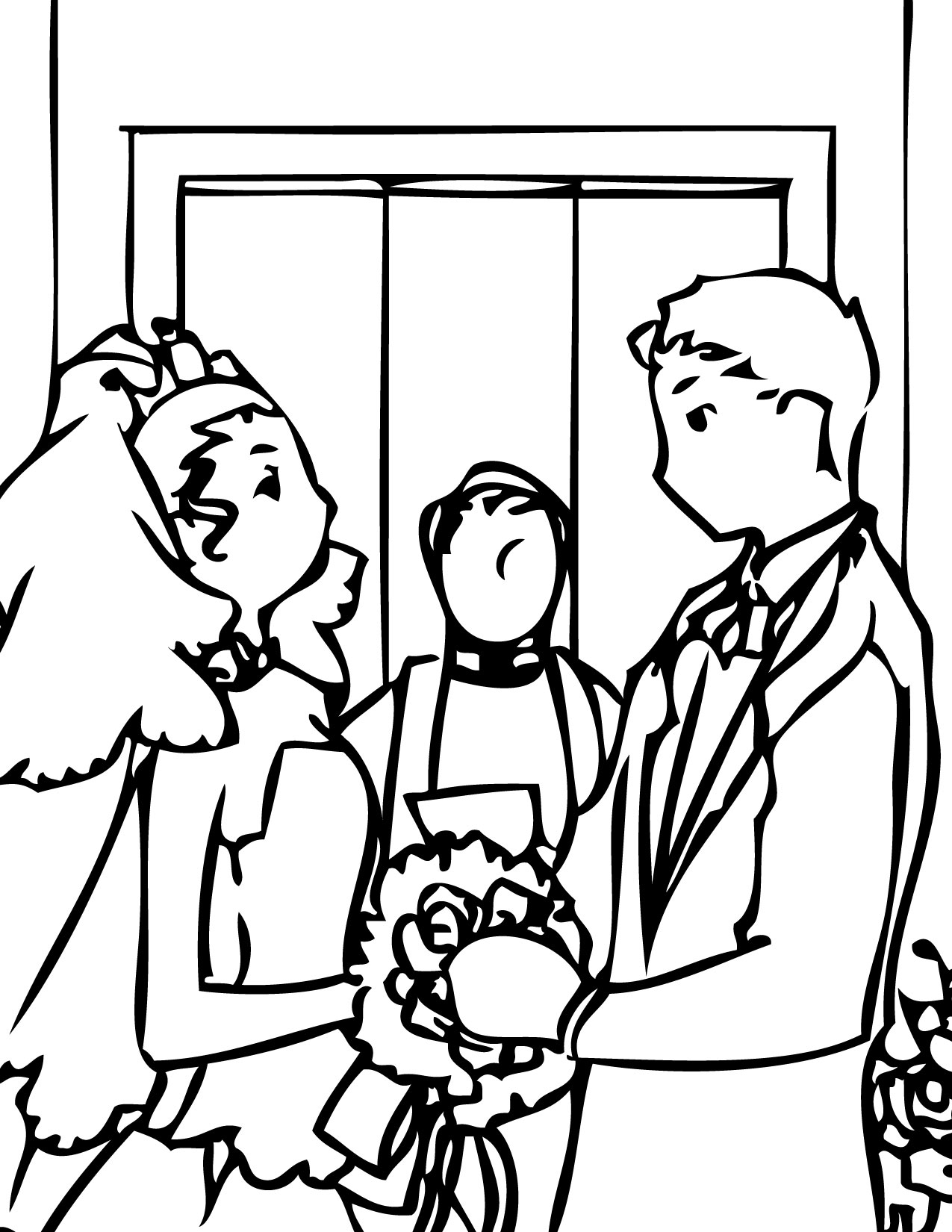787 Cartoon Printable Wedding Coloring Pages with Animal character