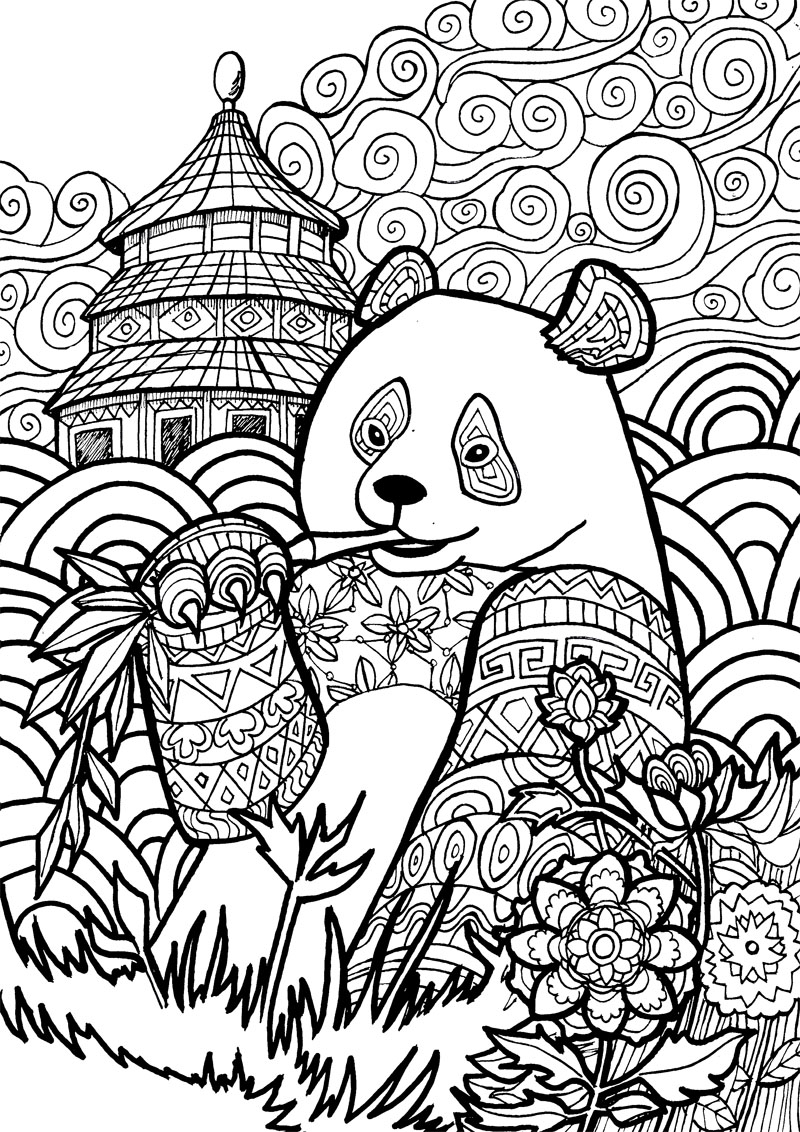 39+ printable easy abstract coloring pages for adults Panda coloring pages
