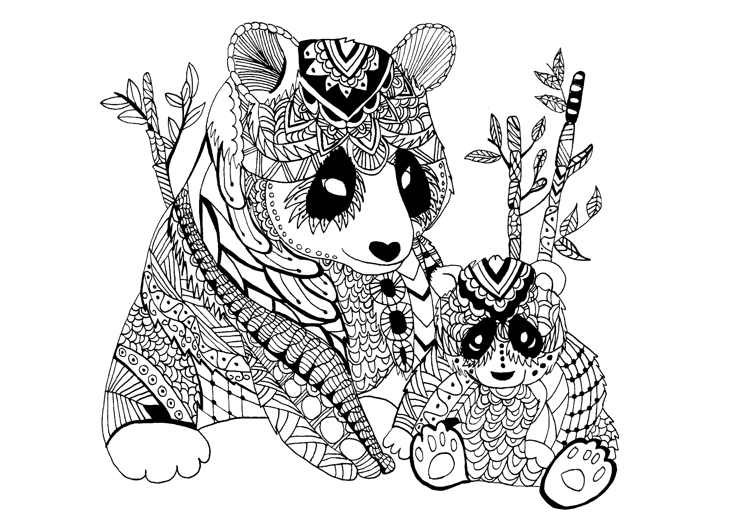 cute panda coloring page