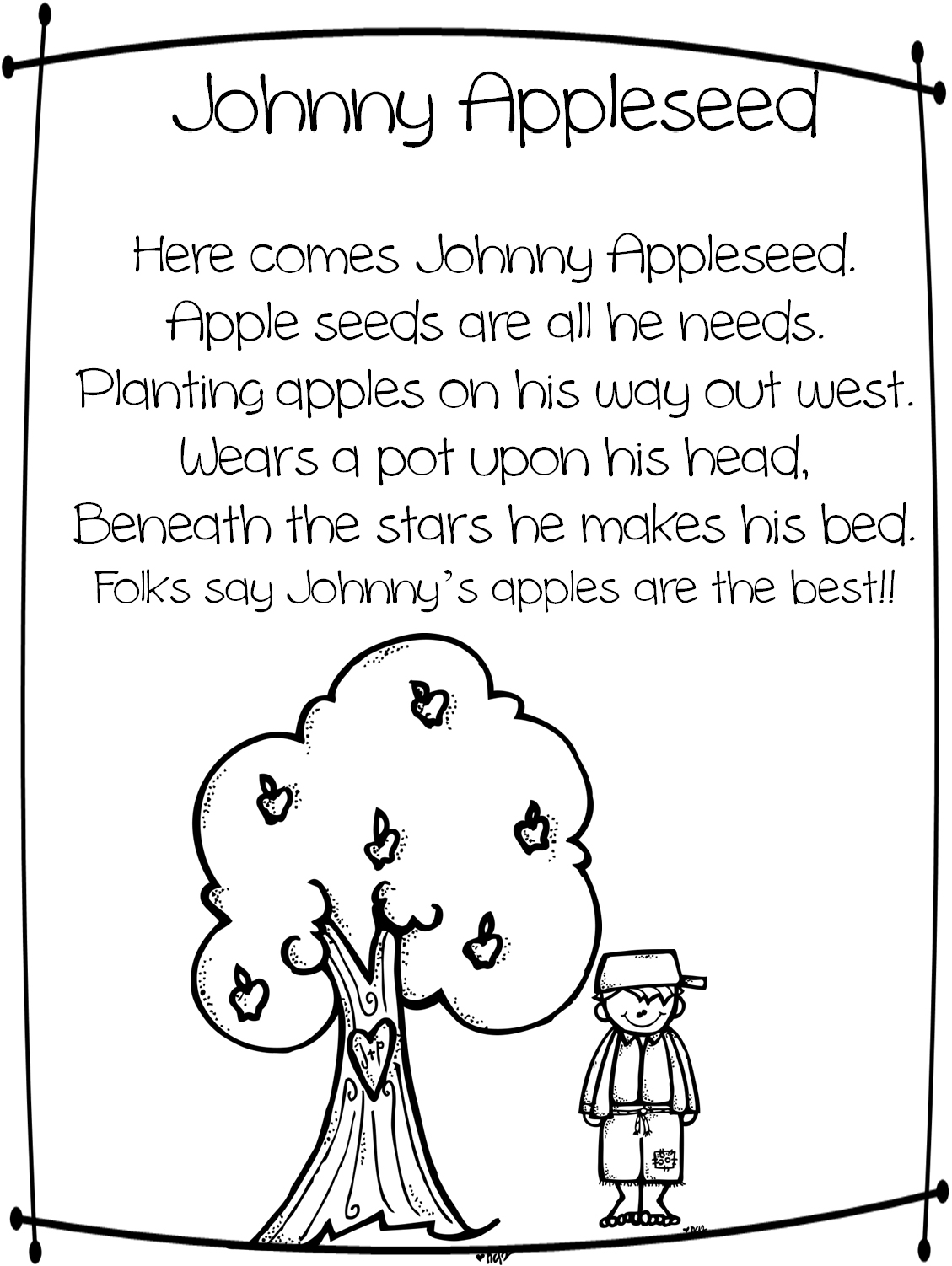 Johnny Appleseed Free Printable Worksheets