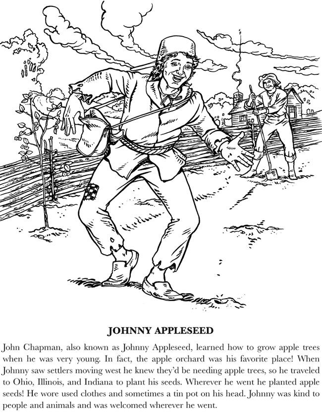 136 Animal Johnny Appleseed Coloring Pages Printables for Kids