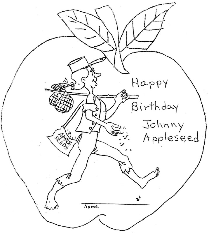665 Simple Johnny Appleseed Coloring Page Free 