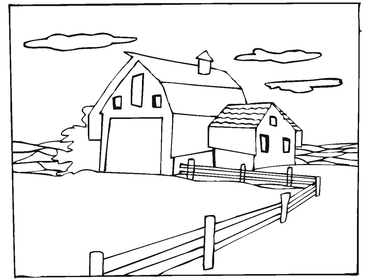 farm drawing coloring