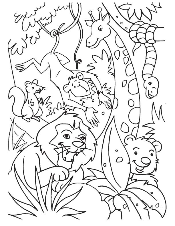 jungle animal coloring pages