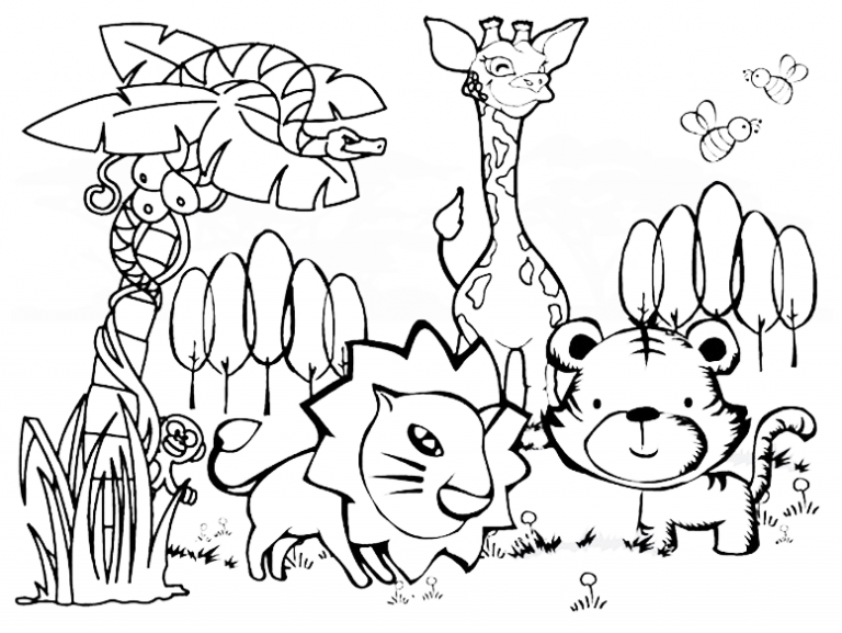 30 Easy Jungle Coloring Pages