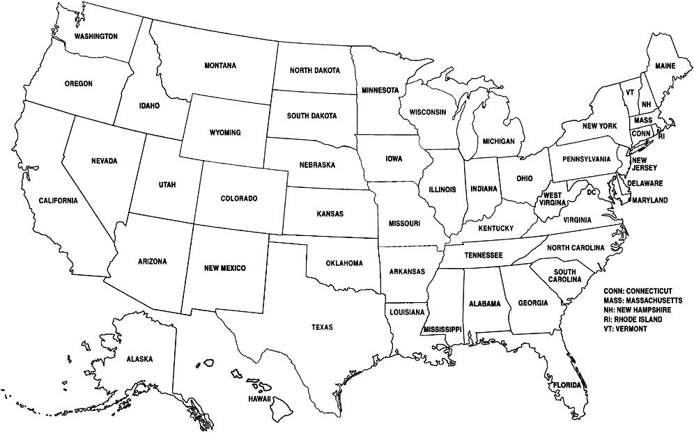 Printable Color United States Map