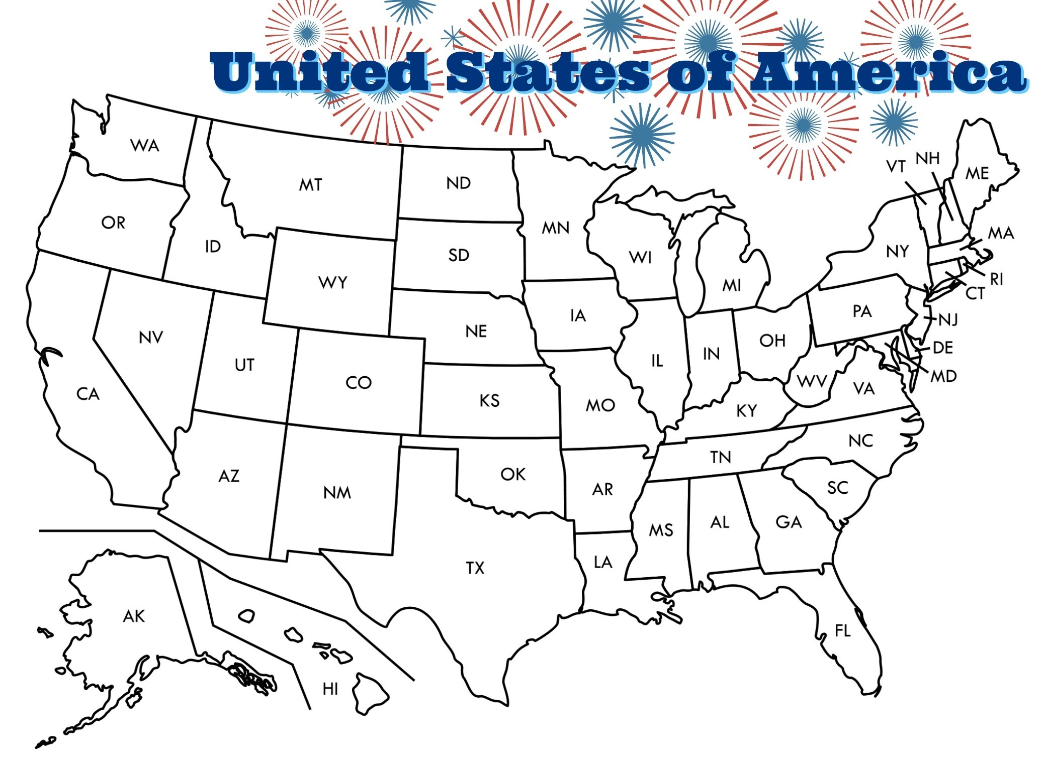 United States Map To Color Printable