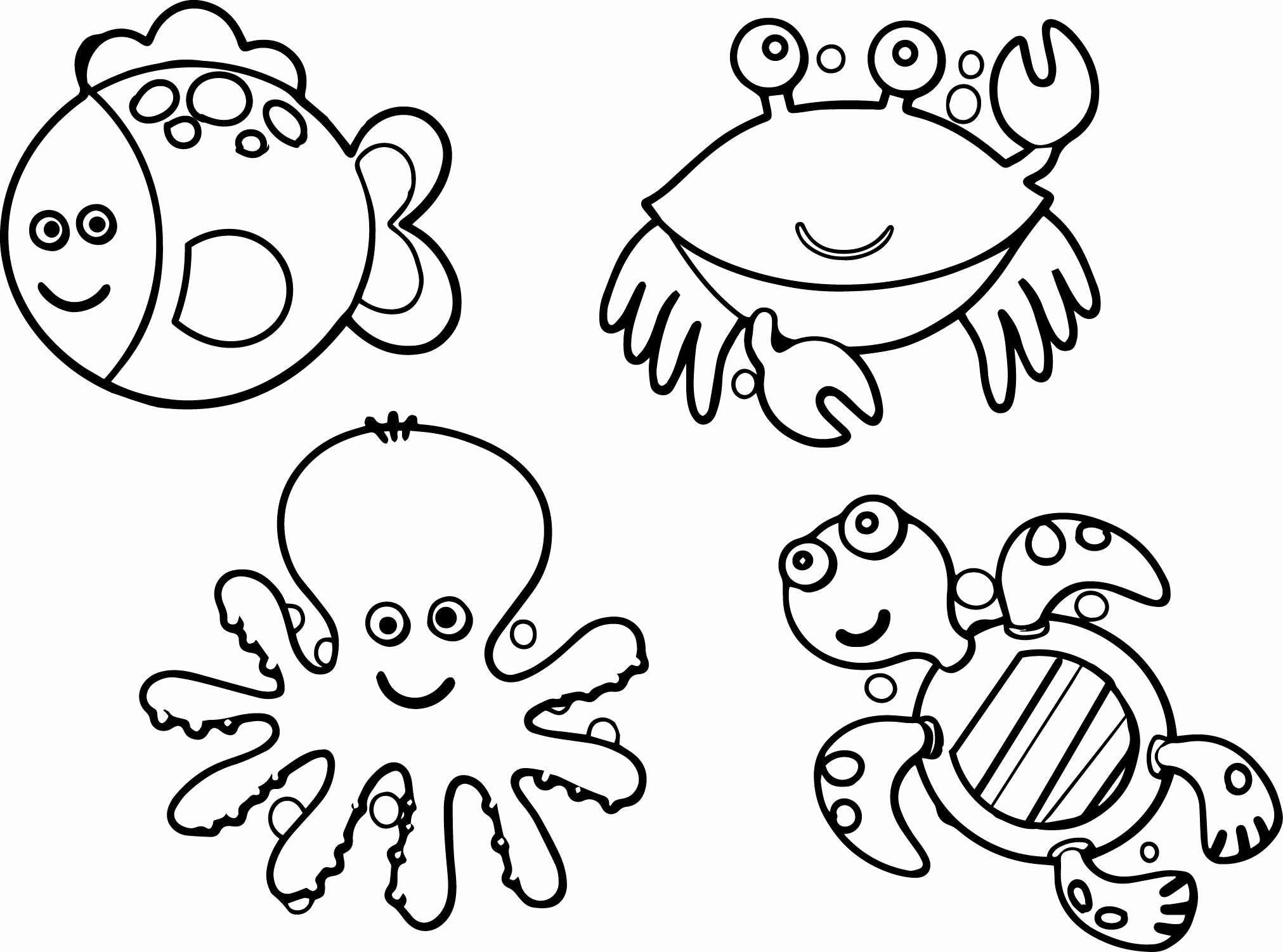 706 Cute Free Printable Sea Creatures Coloring Pages with Animal character