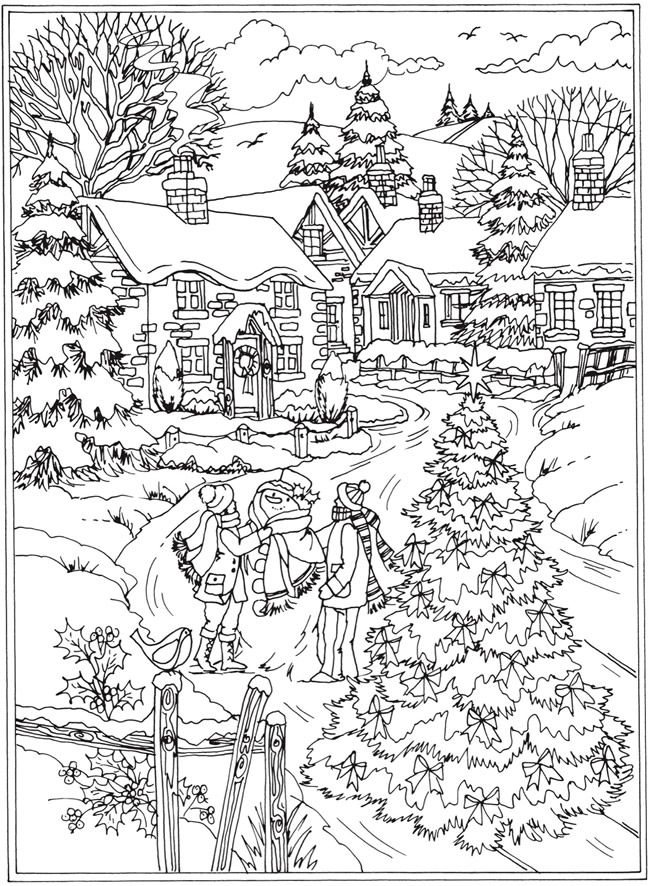 Winter Scenes Printable Coloring Pages 9