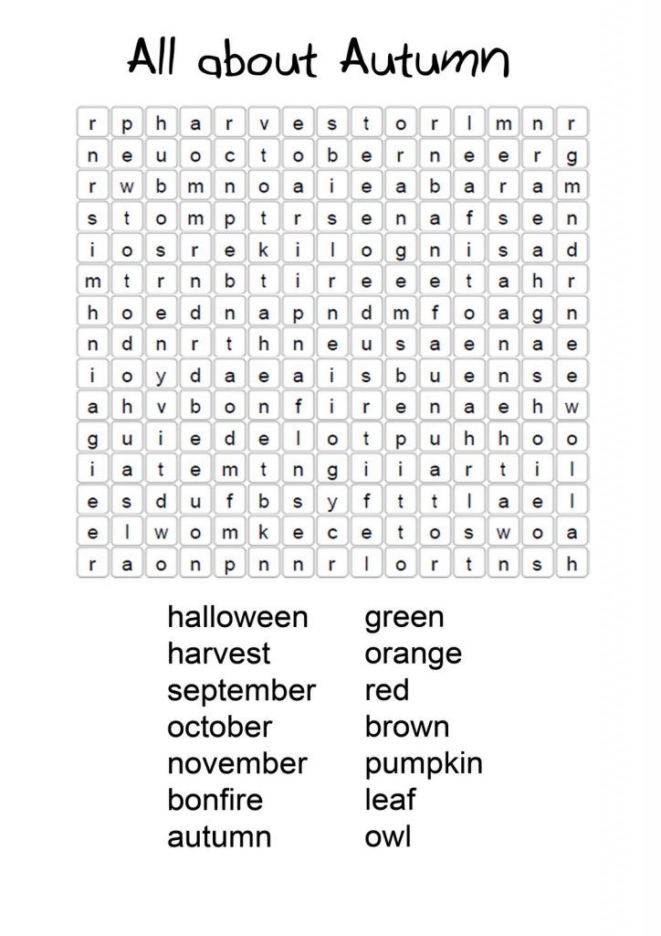 the-fall-word-search-is-shown-in-black-and-white