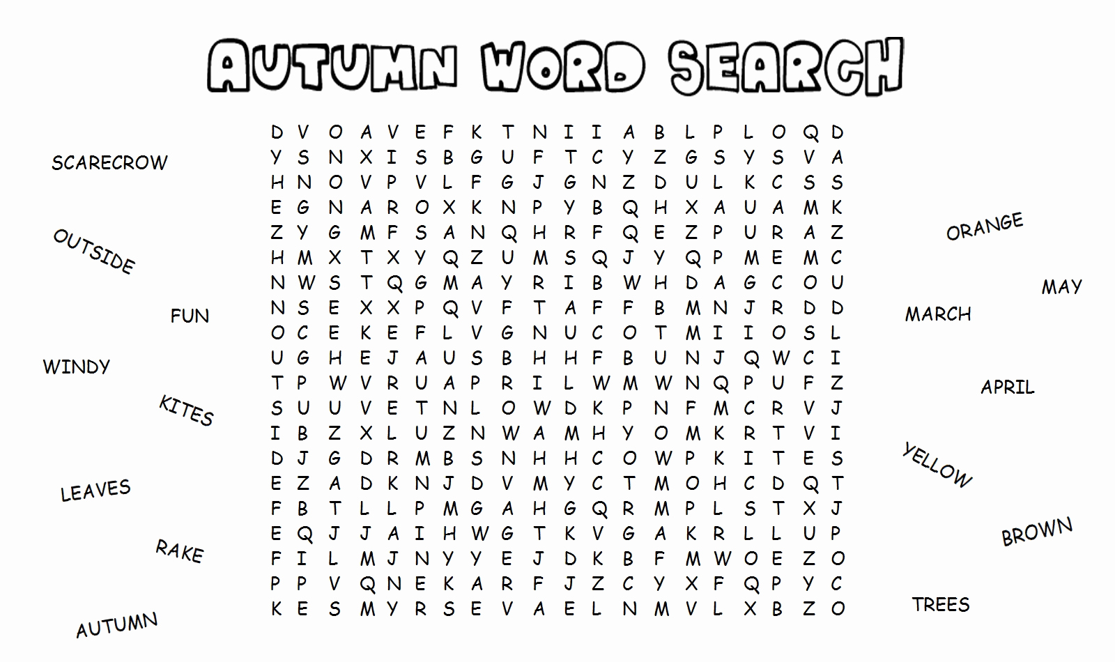 Fall Word Search Best Coloring Pages For Kids