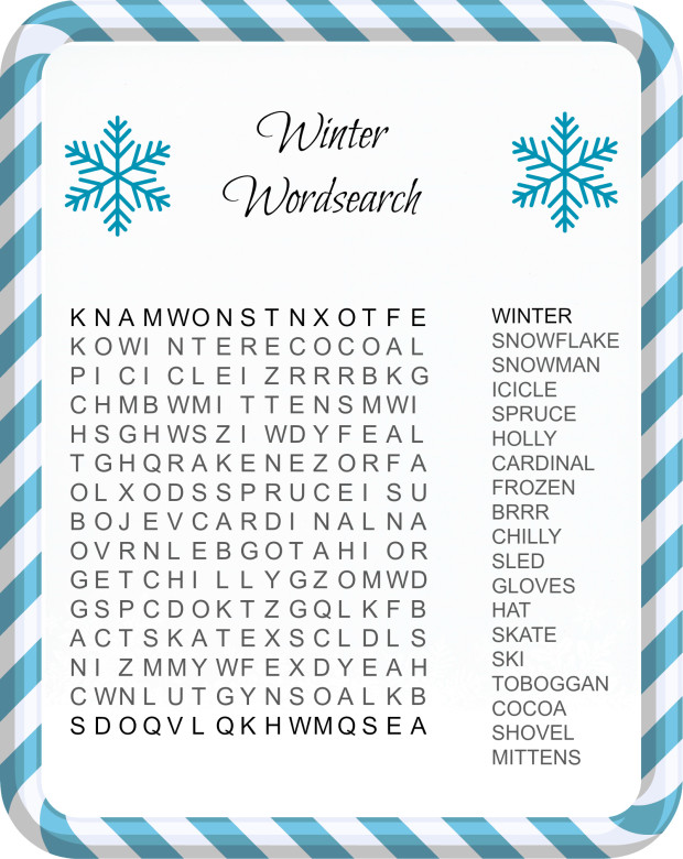 free printable winter word search for adults pdf