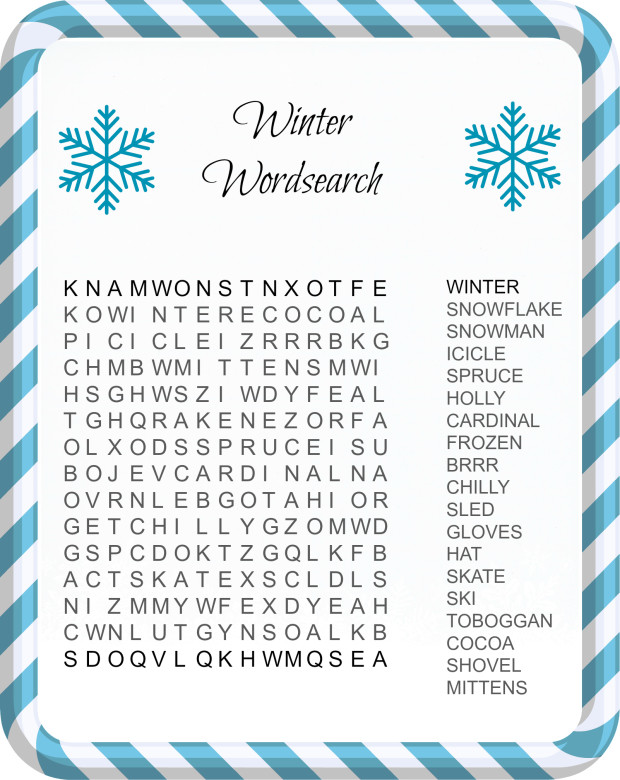 Winter Word Search Best Coloring Pages For Kids