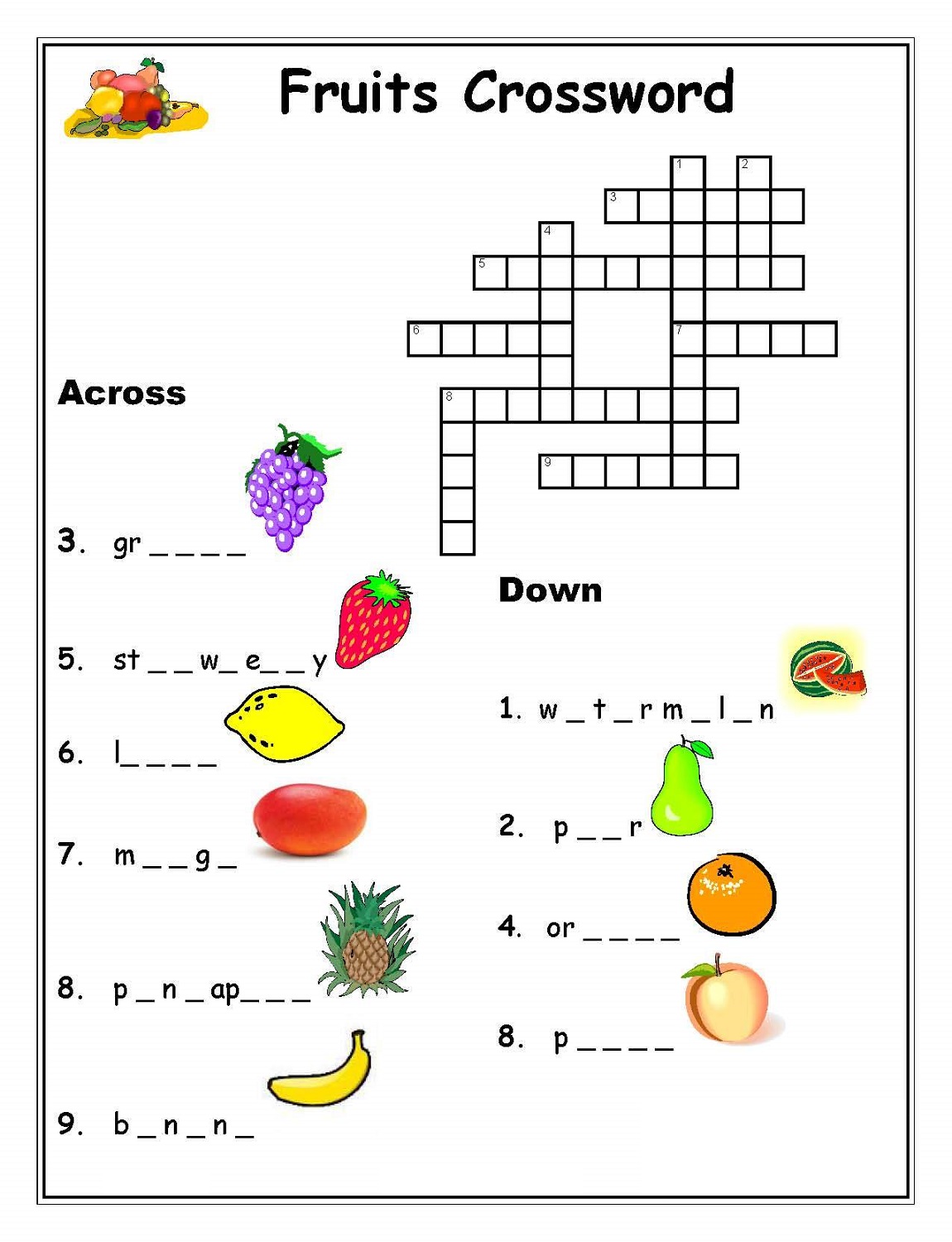 Crossword Puzzles For Kids Best Coloring Pages For Kids