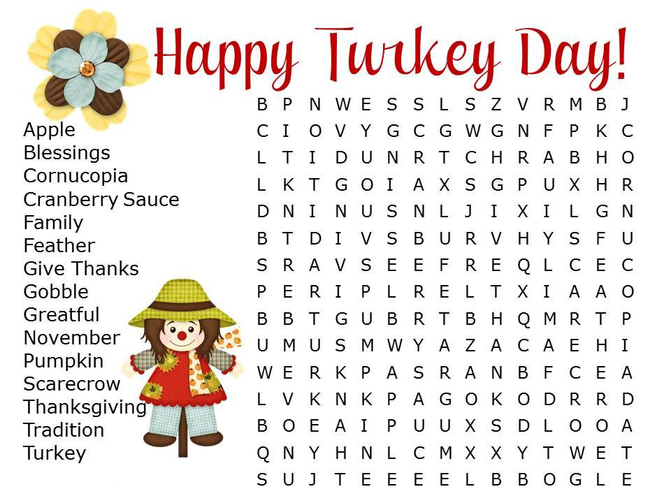 Thanksgiving Word Search Best Coloring Pages For Kids