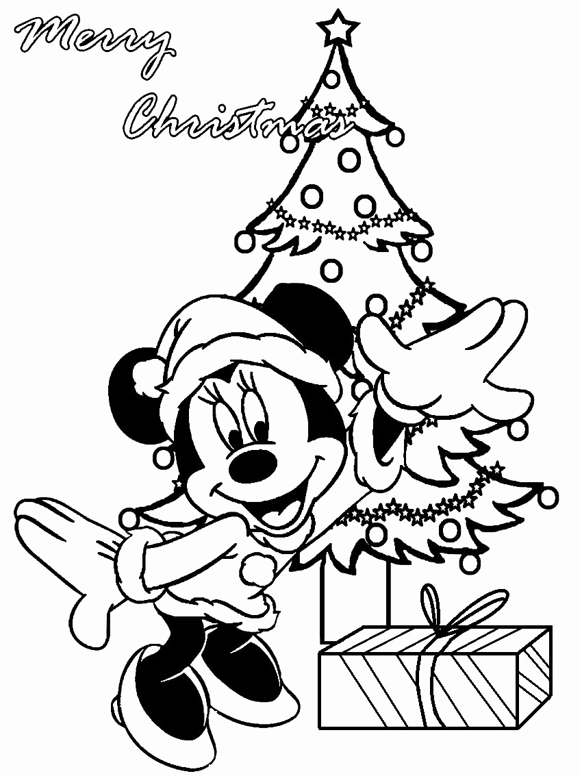 minnie mouse christmas coloring page