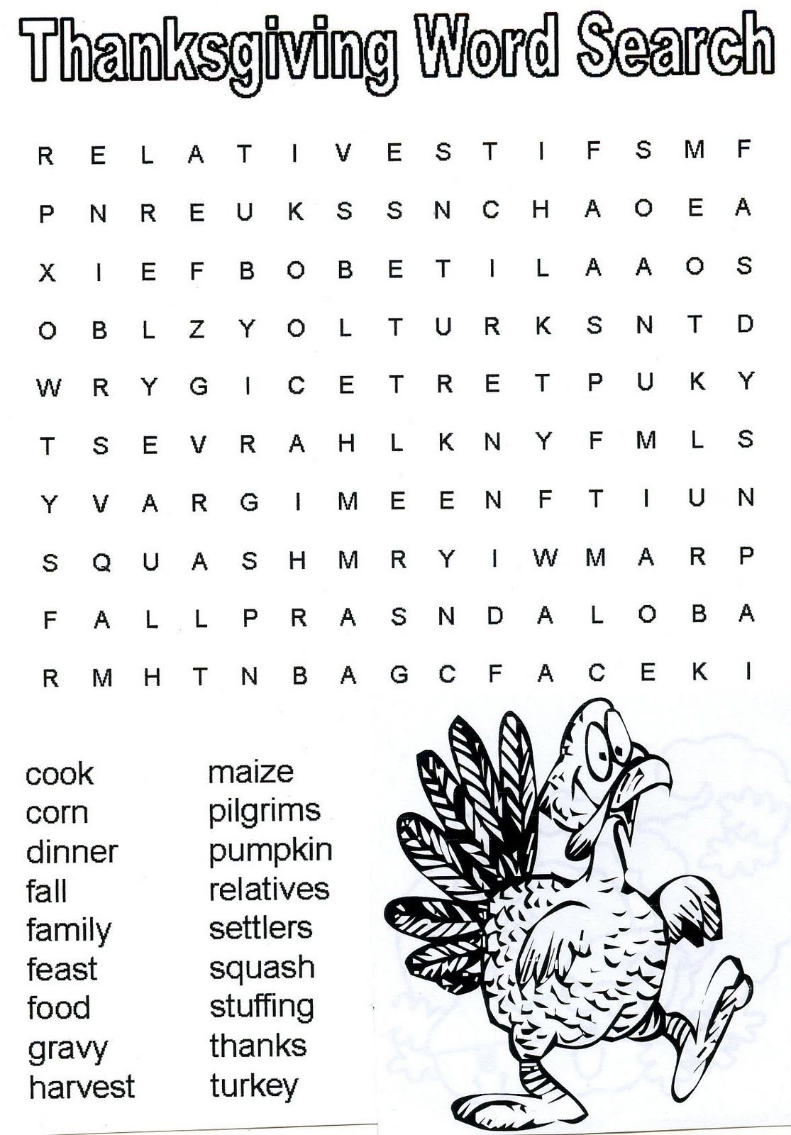 Printable Thanksgiving Word Search - Printable Word Searches