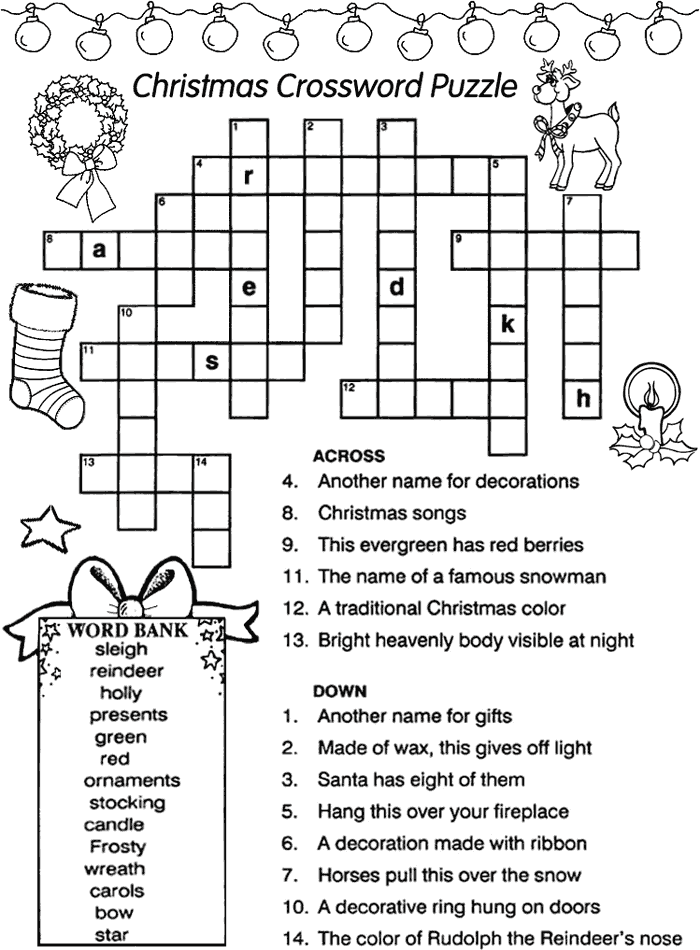 Free Christmas Crossword Puzzles Printable