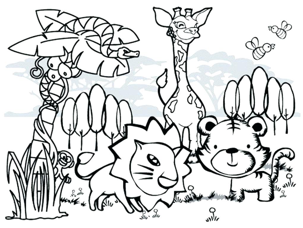 cartoon jungle animals coloring pages