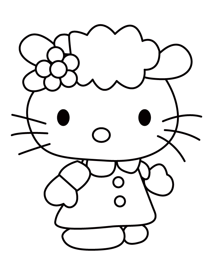 Cute Hello Kitty Coloring Page