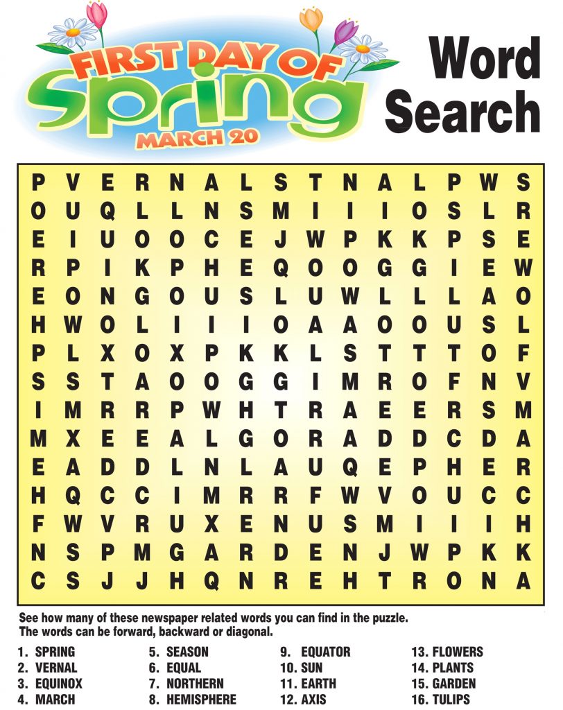 Spring Word Search Best Coloring Pages For Kids