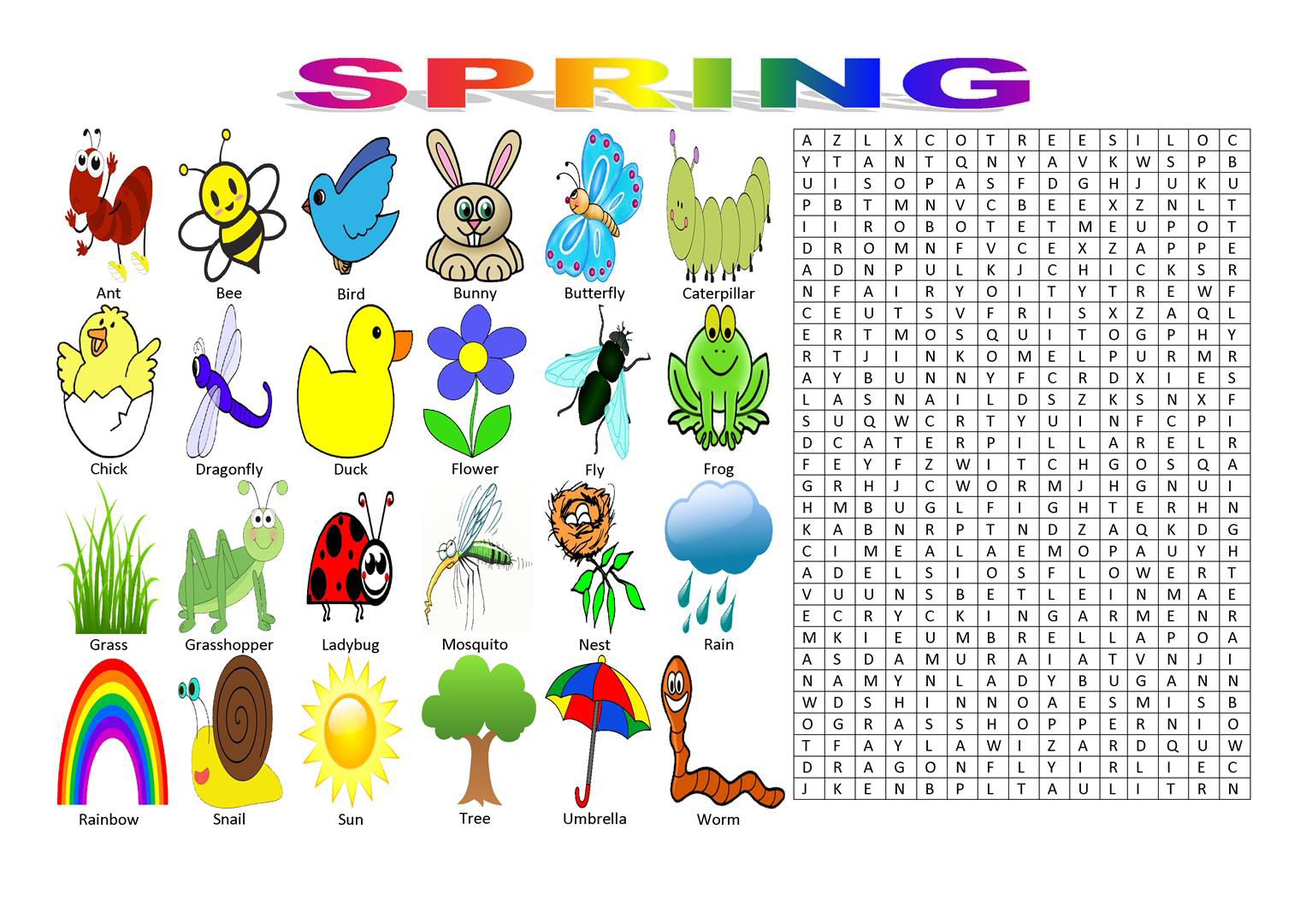 Spring Word Search Best Coloring Pages For Kids