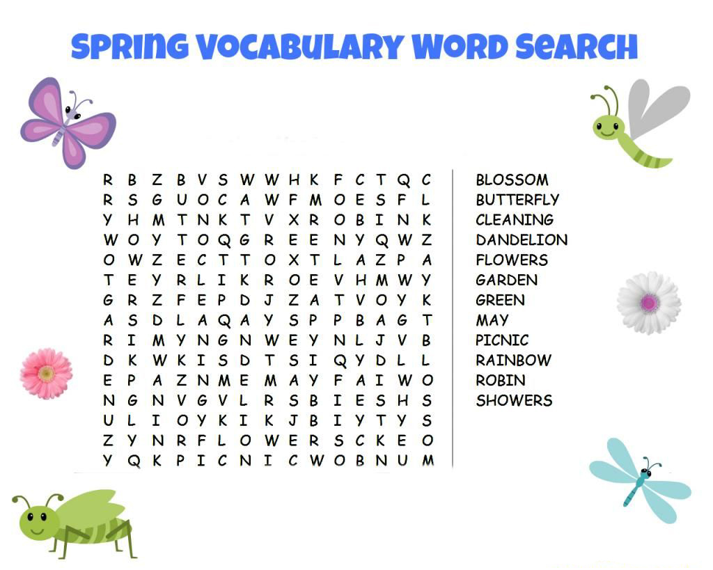 Spring Word Search Best Coloring Pages For Kids