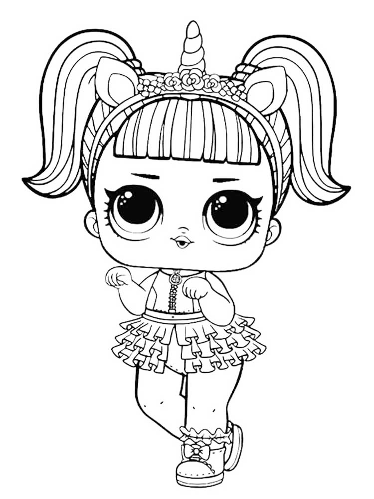 Unicorn Lol Doll Coloring Page