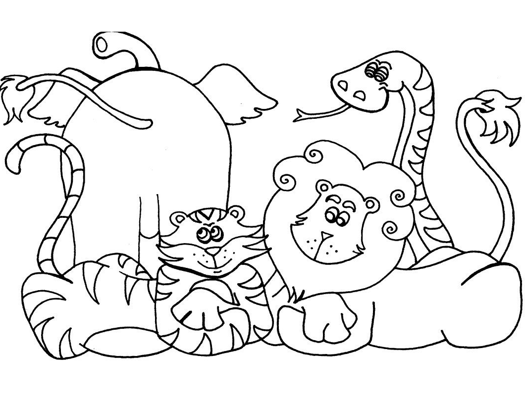 cartoon zoo animals coloring pages