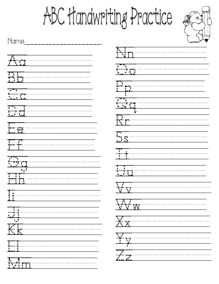 Free Printable Handwriting Worksheets For Kindergarten