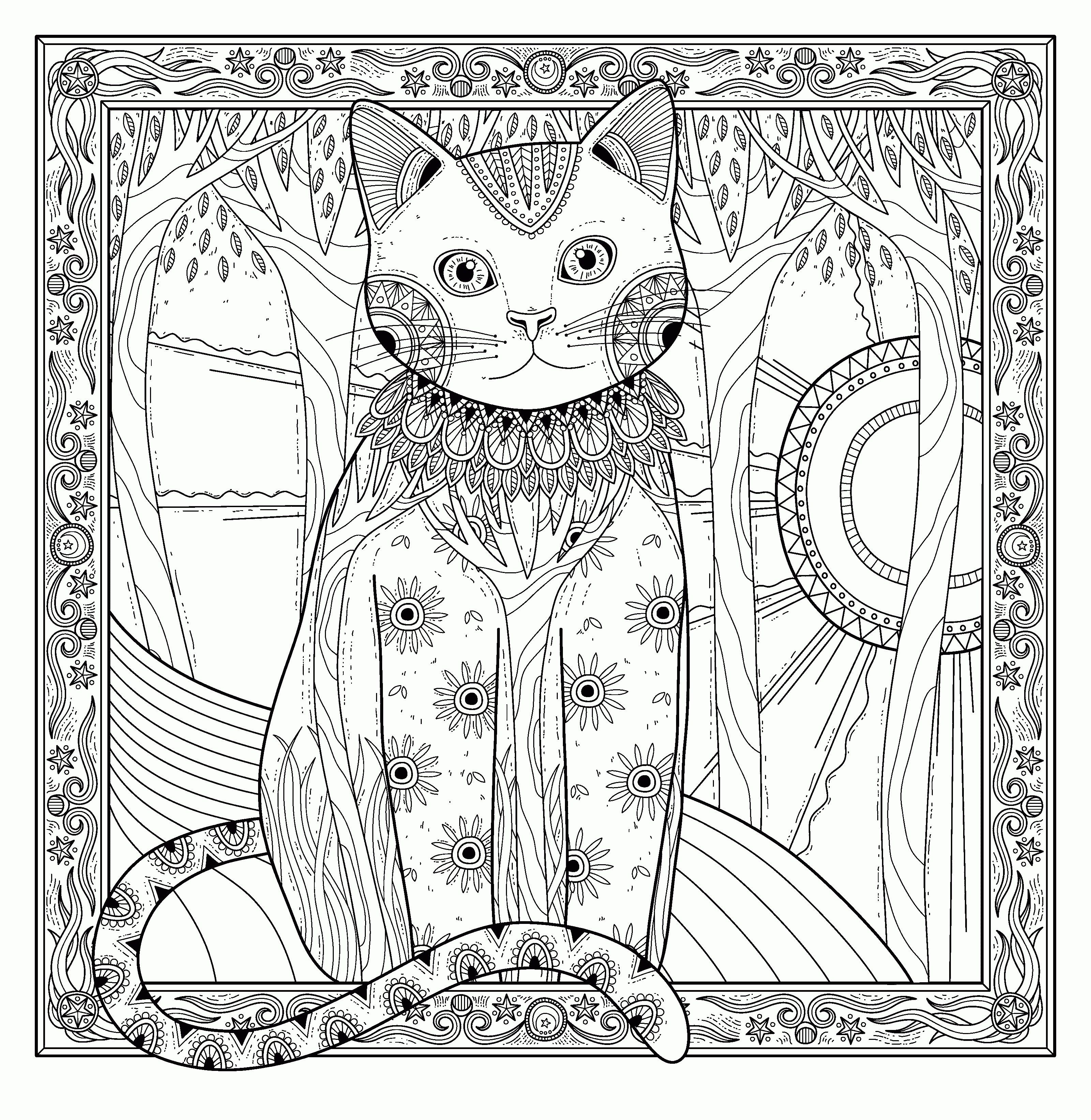 Free Cat Coloring Pages For Adults
