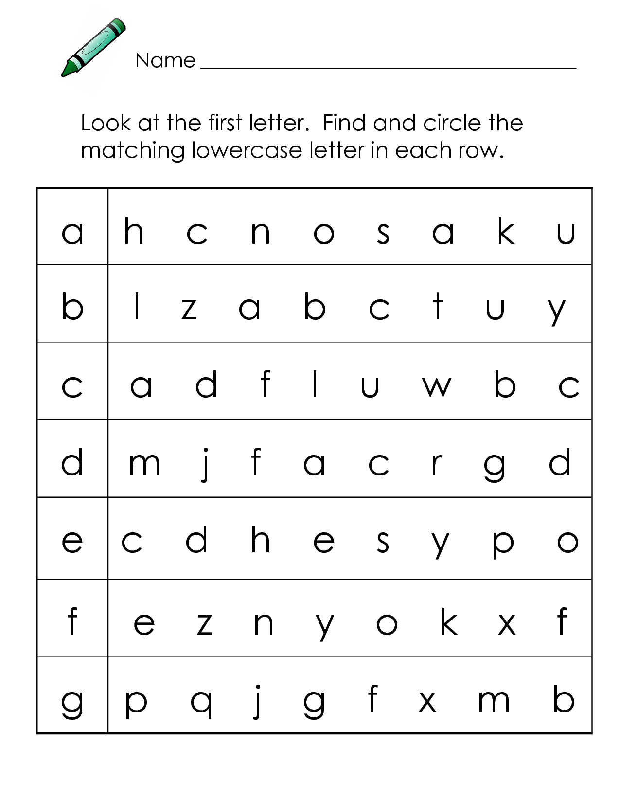 Circle The Letter Worksheet Preschool