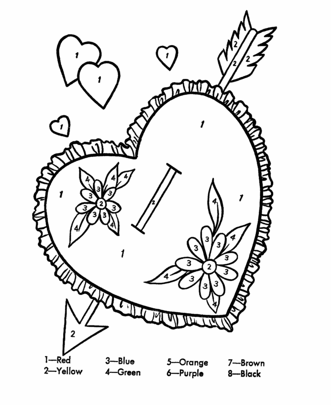 Valentines Color By Number Best Coloring Pages For Kids