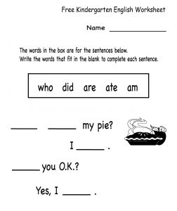 Kindergarten English Worksheets - Best Coloring Pages For Kids