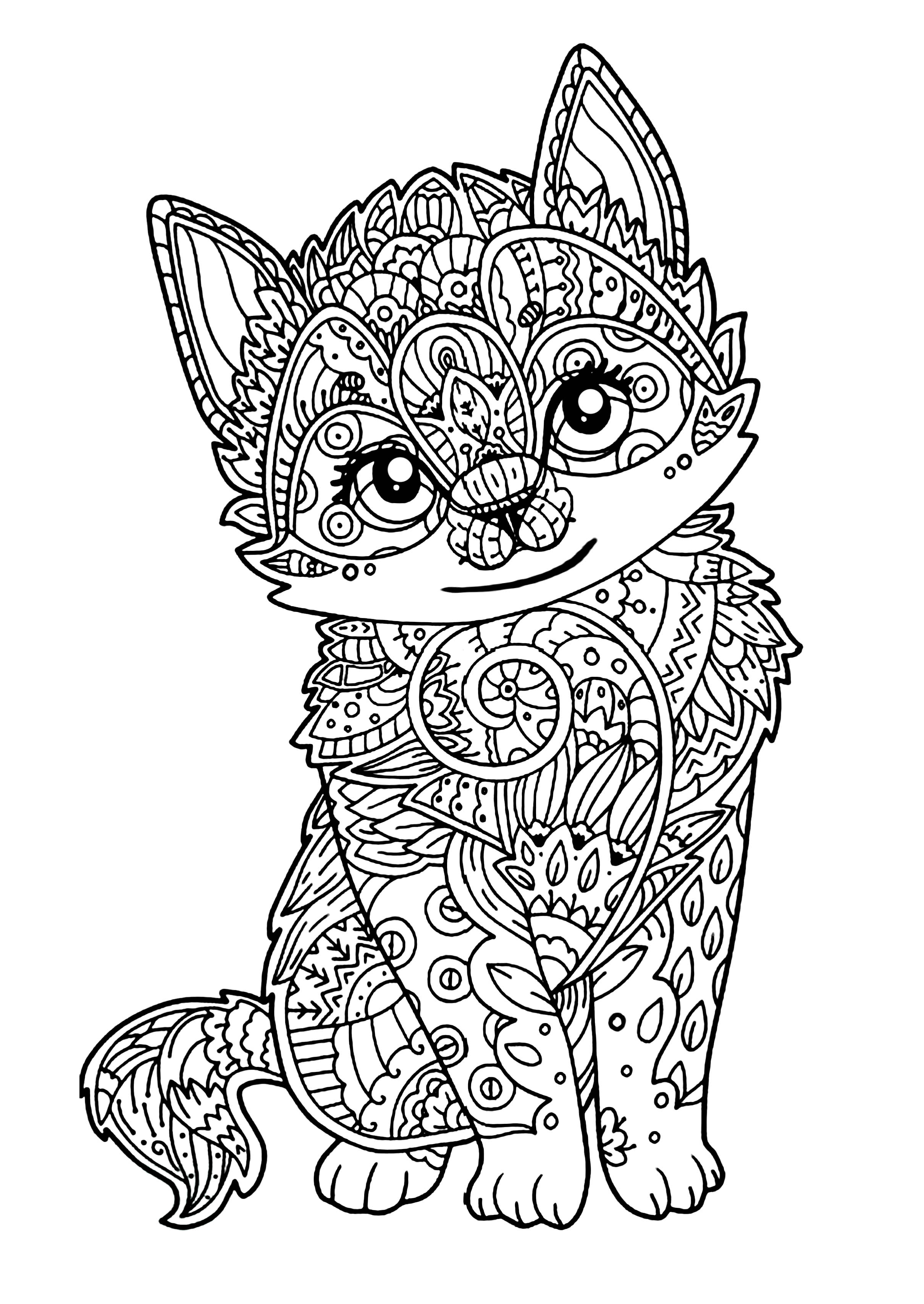 Download Free Cat Coloring Pages For Adults Coloring And Drawing