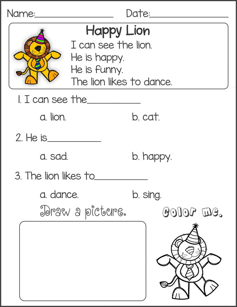 kindergarten reading worksheets printables