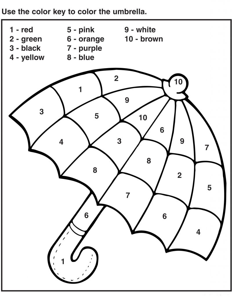 Kindergarten Worksheets Color by Number