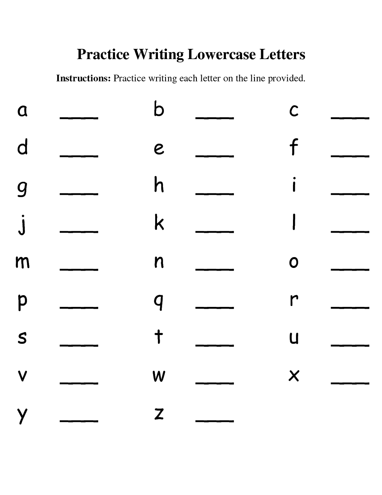 Alphabet Writing Worksheets For Kindergarten