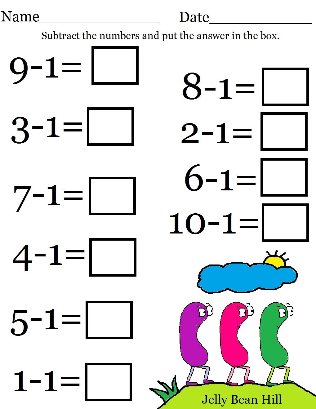 math worksheets for kindergarten printable free