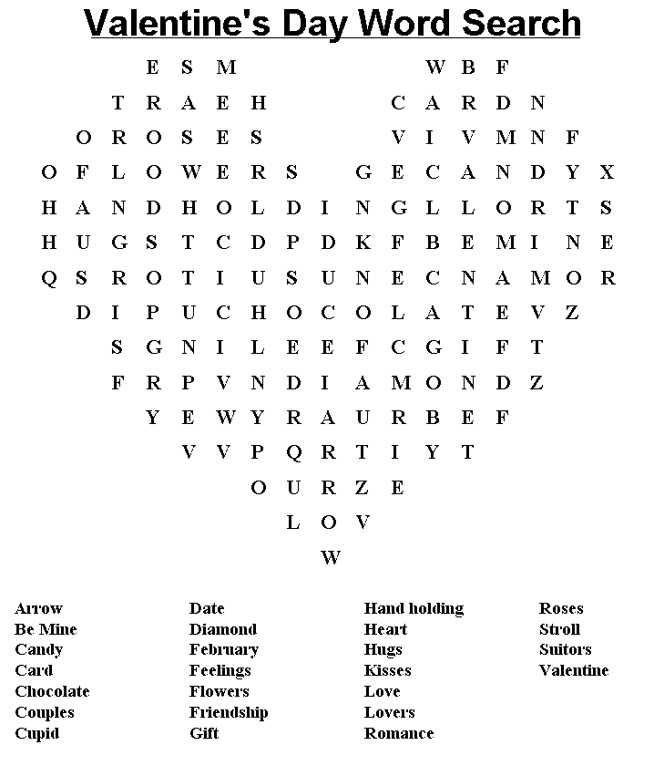 free printable valentine coloring pages word search