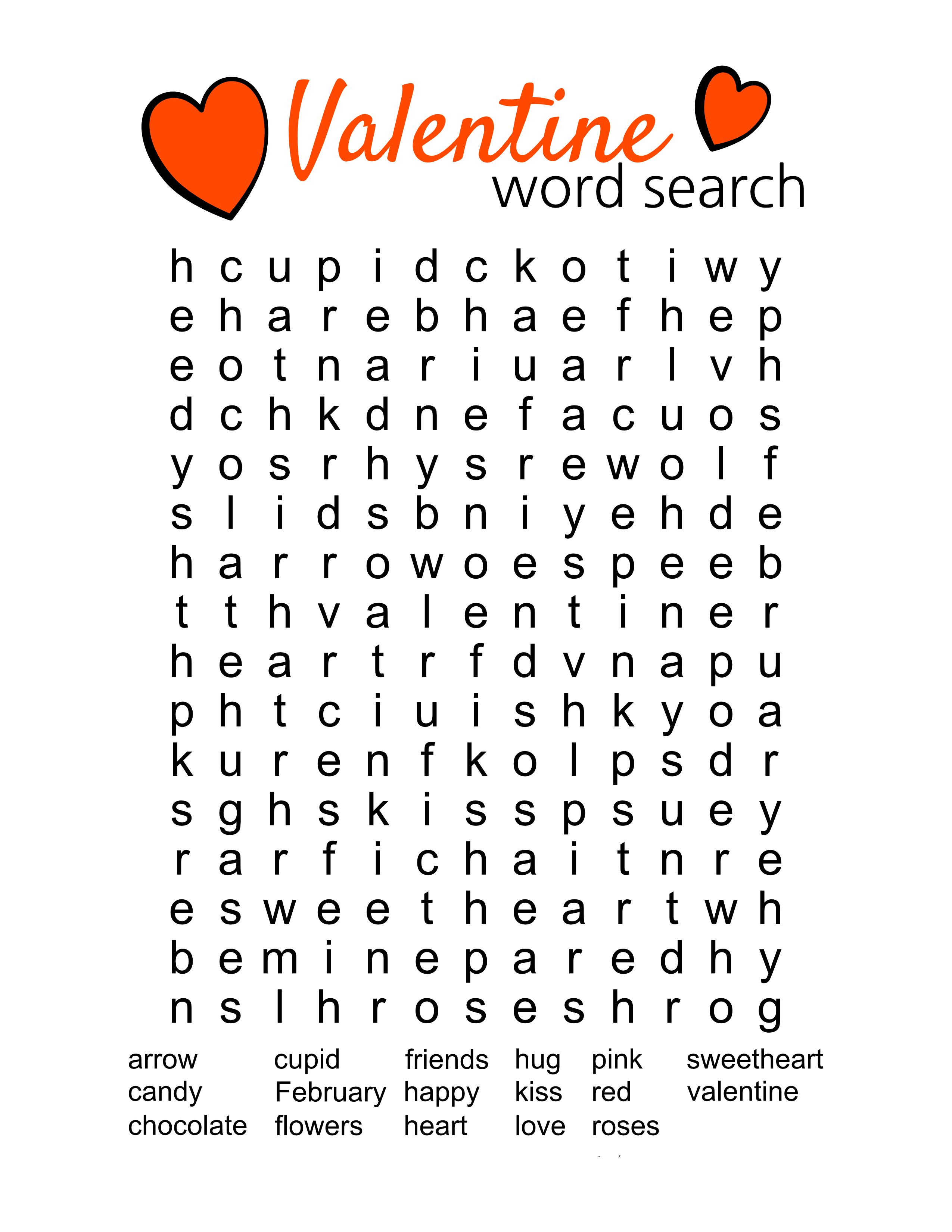 Valentines Word Search Best Coloring Pages For Kids