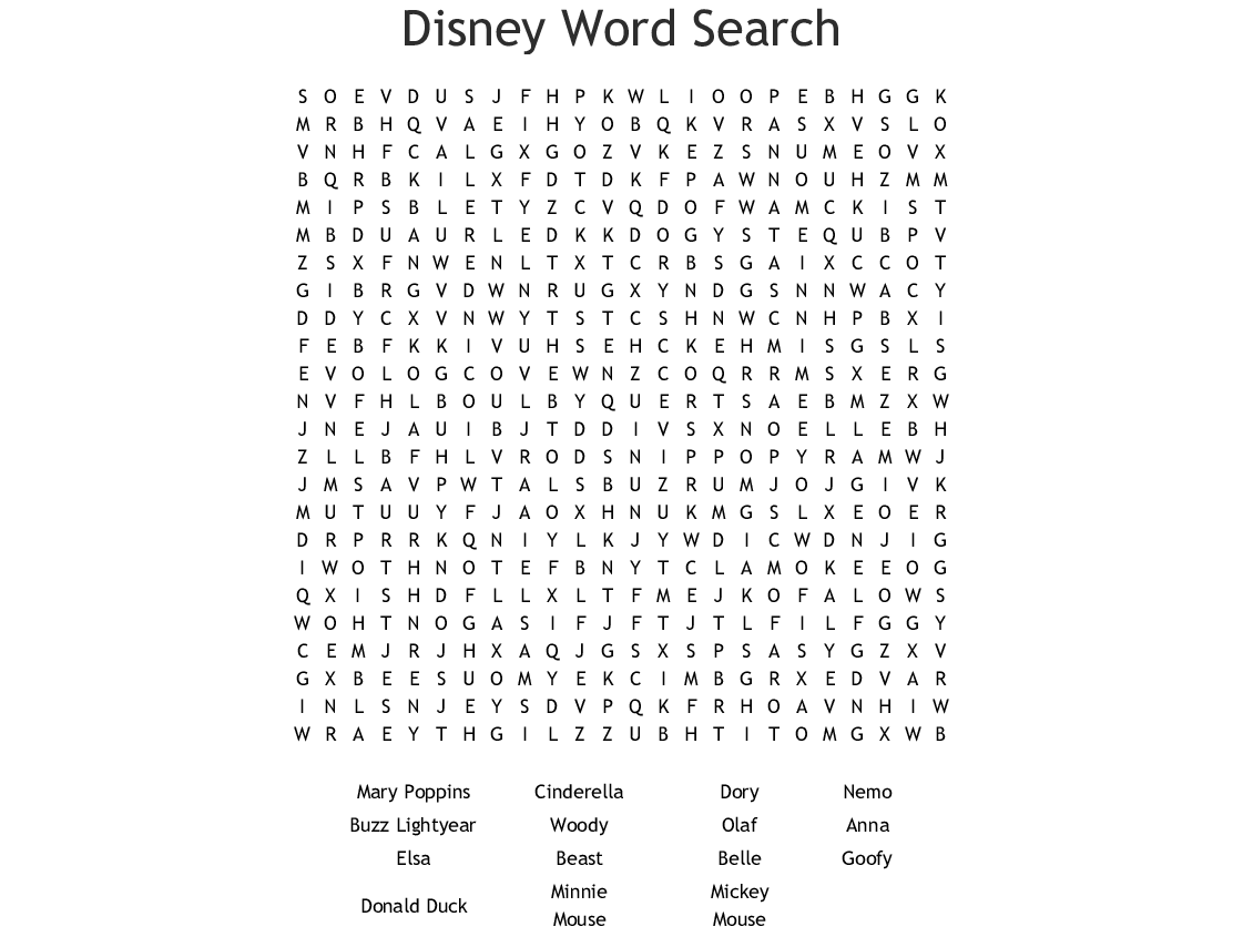 Disney Word Search Best Coloring Pages For Kids