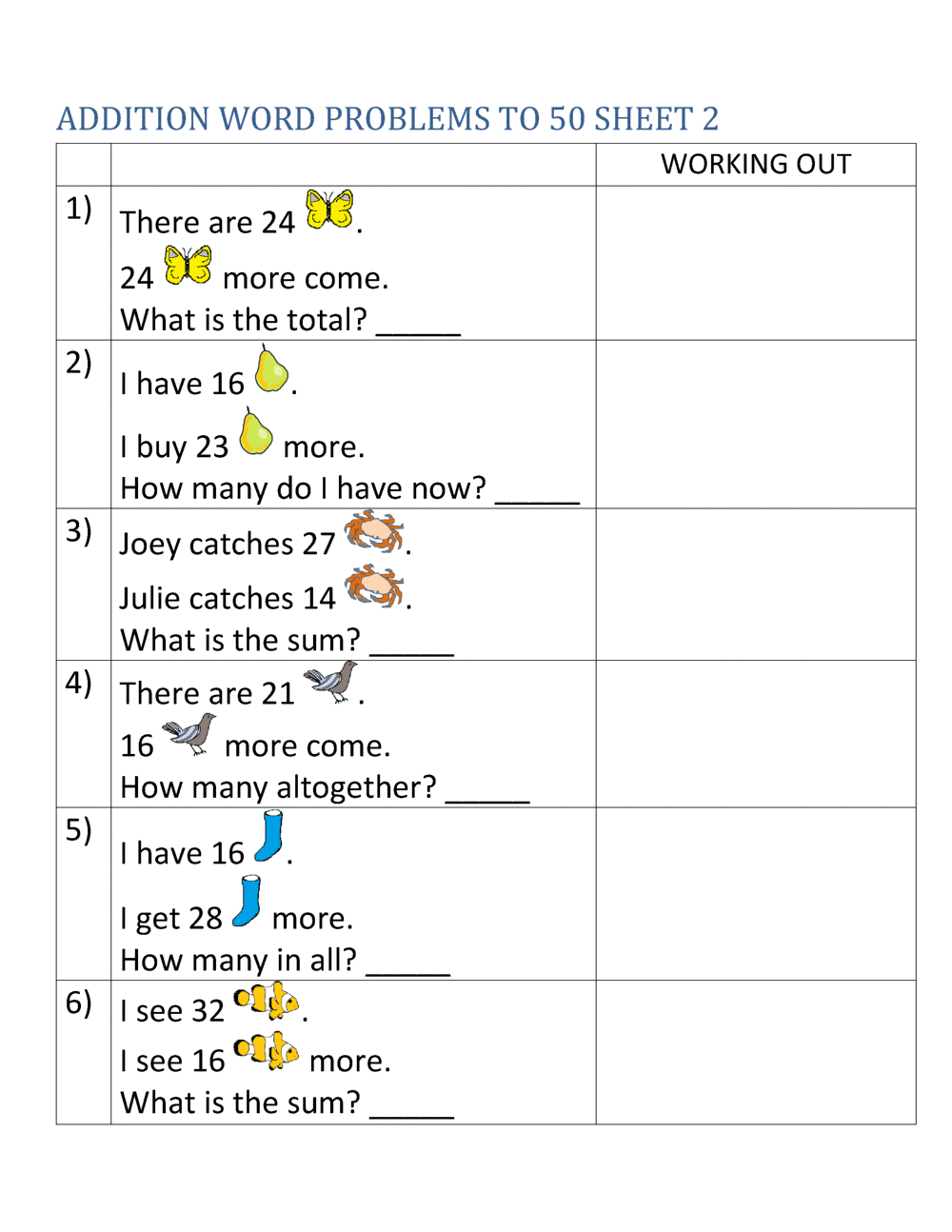 Free Printable Math Word Problems For 2nd Graders