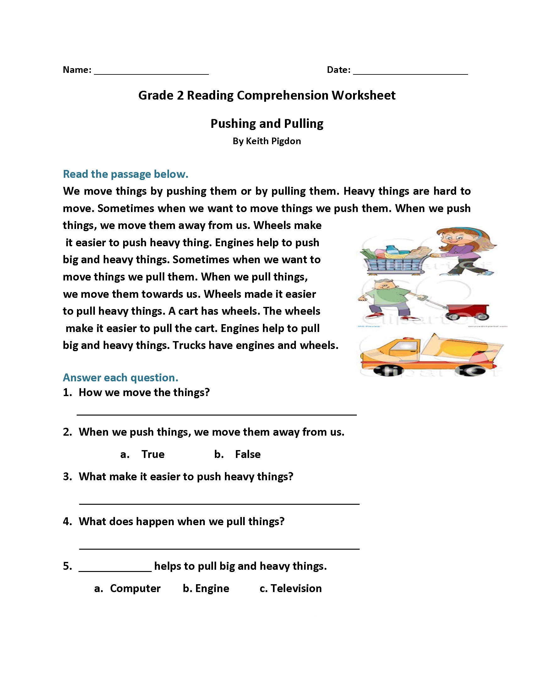Free Printable 2nd Grade Common Core Reading Worksheets